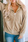Outerwear Khaki Thermal Waffle Knit Full Zipper Hooded Jacket