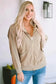 Outerwear Khaki Thermal Waffle Knit Full Zipper Hooded Jacket
