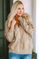 Outerwear Khaki Thermal Waffle Knit Full Zipper Hooded Jacket