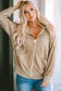 Outerwear Khaki Thermal Waffle Knit Full Zipper Hooded Jacket