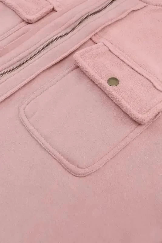 Outerwear Zip-Up Hooded Jacket With Flap Pockets