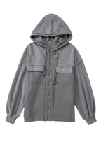 Outerwear Zip-Up Hooded Jacket With Flap Pockets