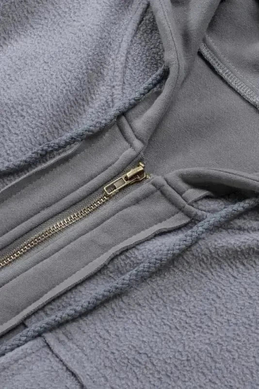 Outerwear Zip-Up Hooded Jacket With Flap Pockets