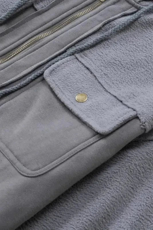 Outerwear Zip-Up Hooded Jacket With Flap Pockets