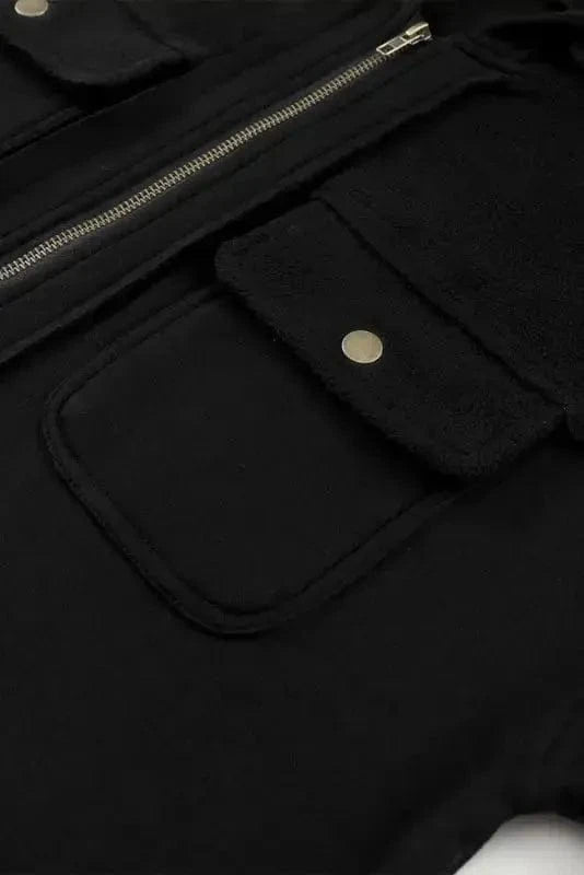 Outerwear Zip-Up Hooded Jacket With Flap Pockets