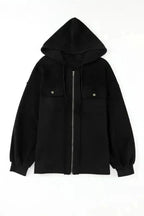 Outerwear Zip-Up Hooded Jacket With Flap Pockets