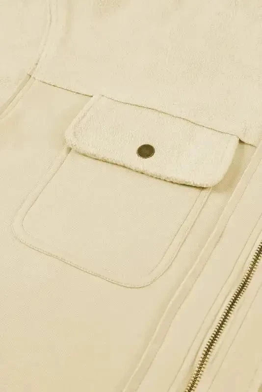 Outerwear Zip-Up Hooded Jacket With Flap Pockets