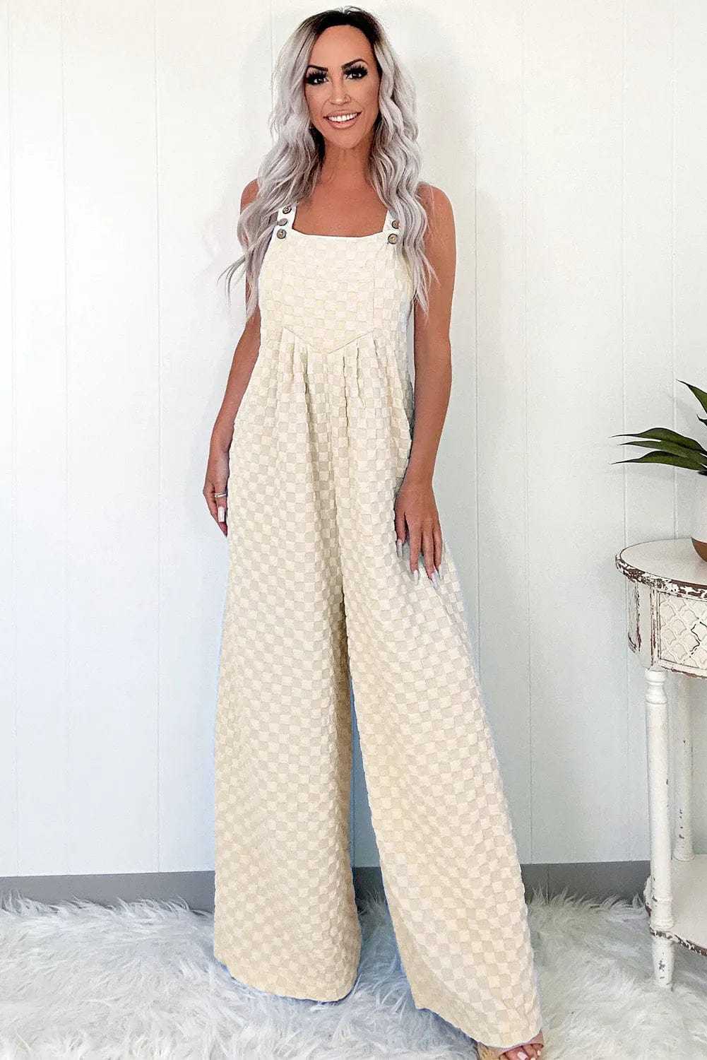 Overalls Checkered Wide-Leg Overalls