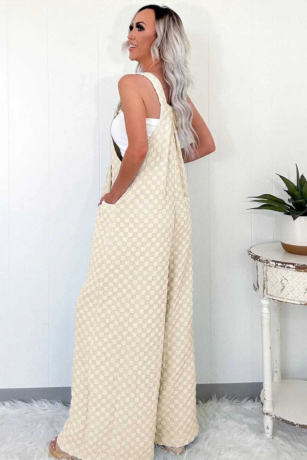 Overalls Checkered Wide-Leg Overalls