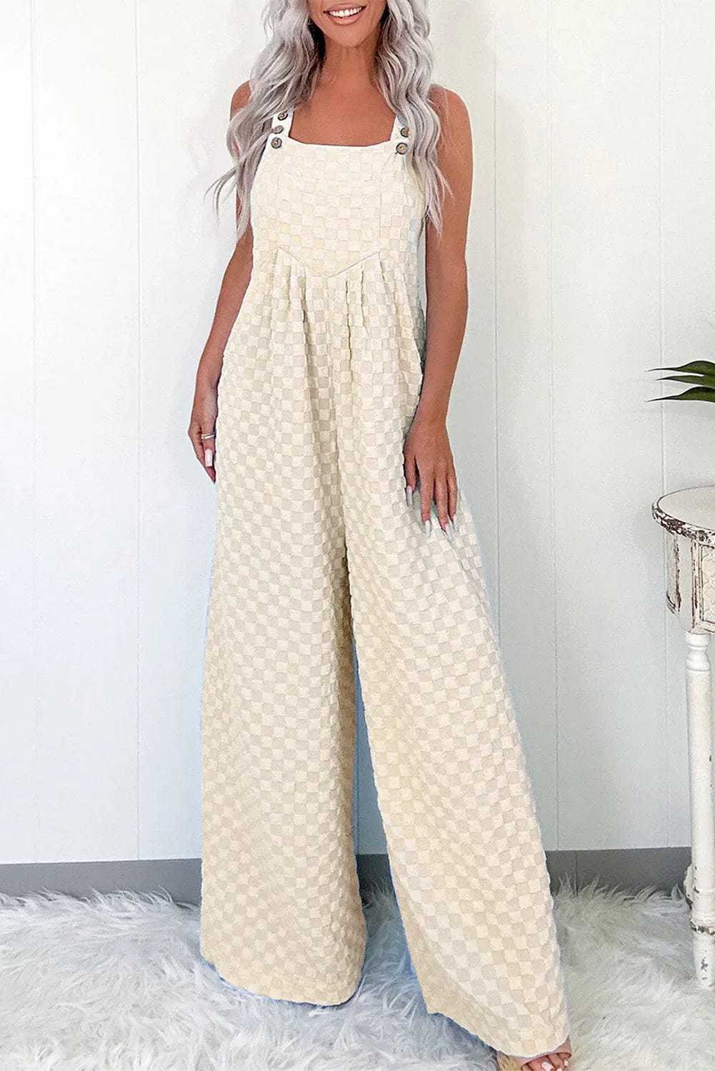 Overalls Checkered Wide-Leg Overalls