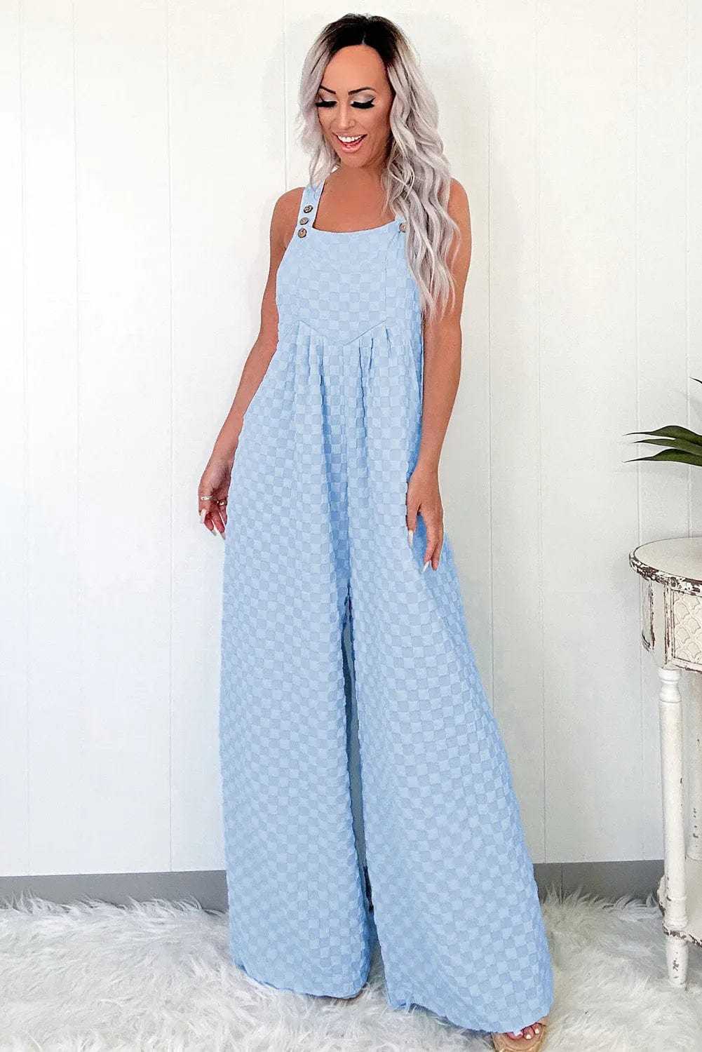 Overalls Checkered Wide-Leg Overalls