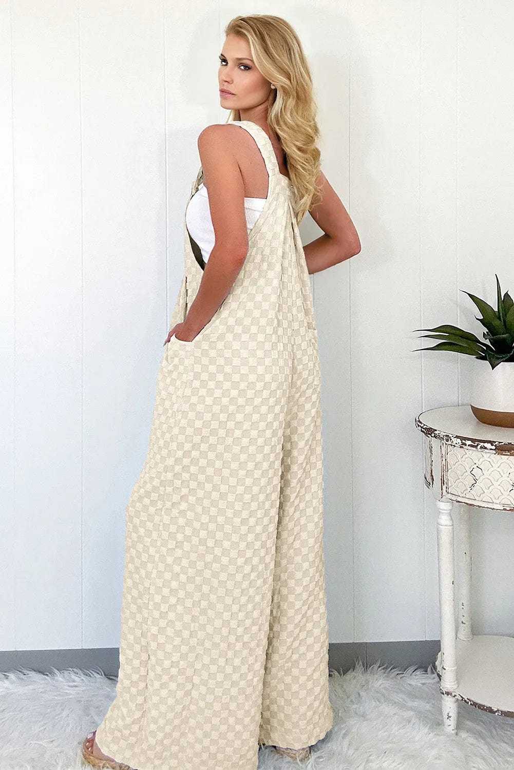 Overalls Checkered Wide-Leg Overalls