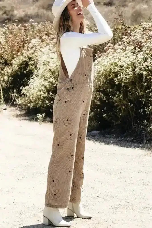 Overalls Floral Corduroy Overalls