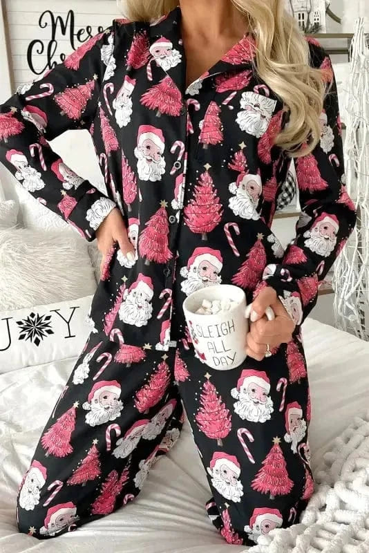 Pajama Sets Black / S / 100%Viscose Ho-Ho-Holiday Pajama Set