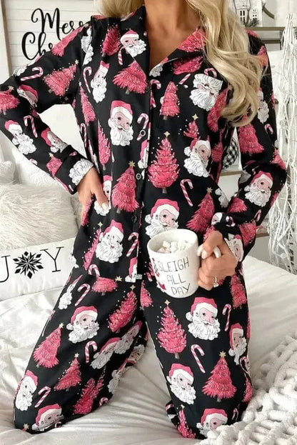Pajama Sets Black / S / 100%Viscose Ho-Ho-Holiday Pajama Set
