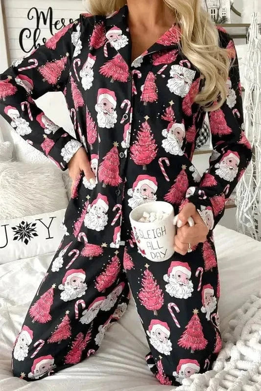 Pajama Sets Black / S / 100%Viscose Ho-Ho-Holiday Pajama Set