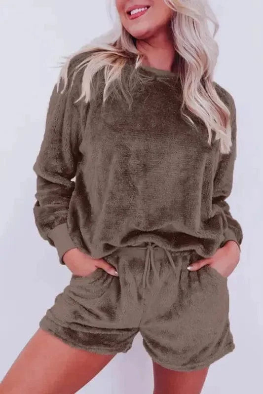 Pajama Sets Coffee / S / 100%Polyester Cozy Comfort Fleece Lounge Set