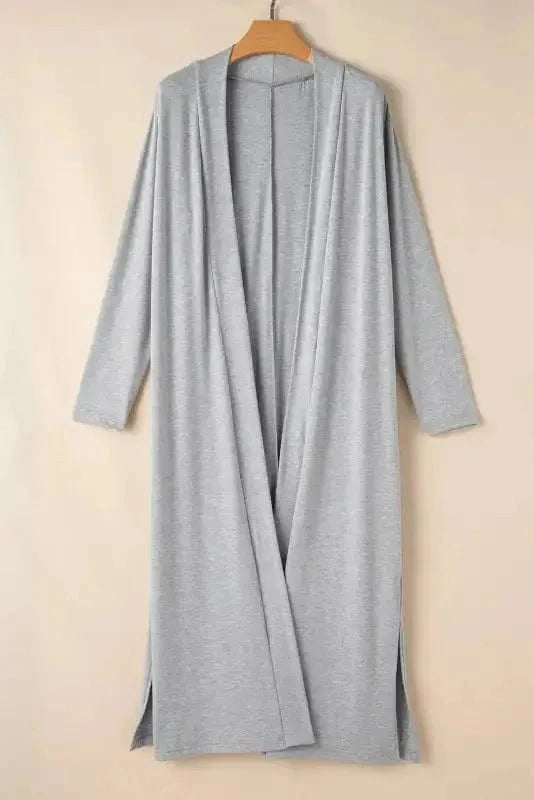 Pajama Sets Duster Cardigan and Skinny Pants Lounge Set - Black