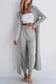 Pajama Sets Duster Cardigan and Skinny Pants Lounge Set - Black