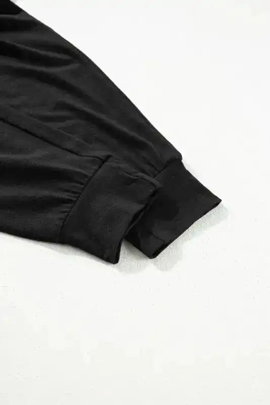 Pajama Sets Duster Cardigan and Skinny Pants Lounge Set - Black