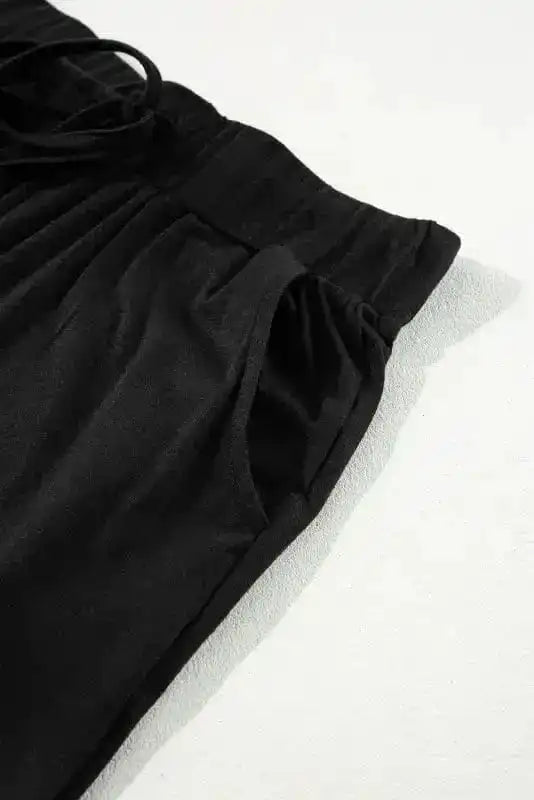 Pajama Sets Duster Cardigan and Skinny Pants Lounge Set - Black