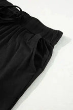 Pajama Sets Duster Cardigan and Skinny Pants Lounge Set - Black