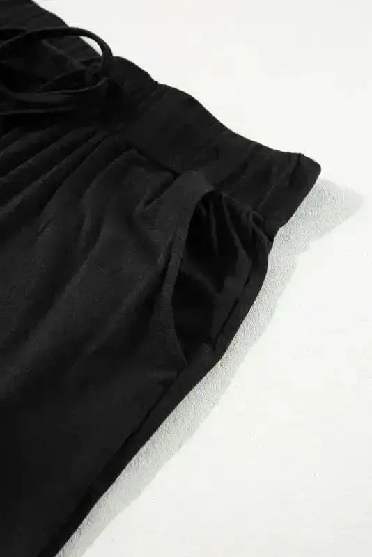 Pajama Sets Duster Cardigan and Skinny Pants Lounge Set - Black
