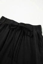 Pajama Sets Duster Cardigan and Skinny Pants Lounge Set - Black