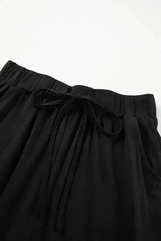 Pajama Sets Duster Cardigan and Skinny Pants Lounge Set - Black