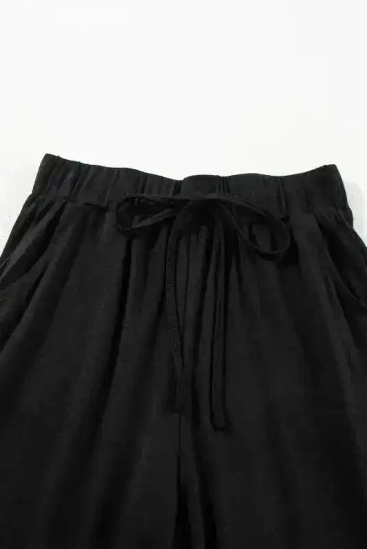 Pajama Sets Duster Cardigan and Skinny Pants Lounge Set - Black