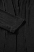 Pajama Sets Duster Cardigan and Skinny Pants Lounge Set - Black