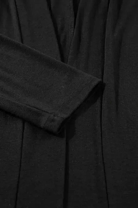 Pajama Sets Duster Cardigan and Skinny Pants Lounge Set - Black