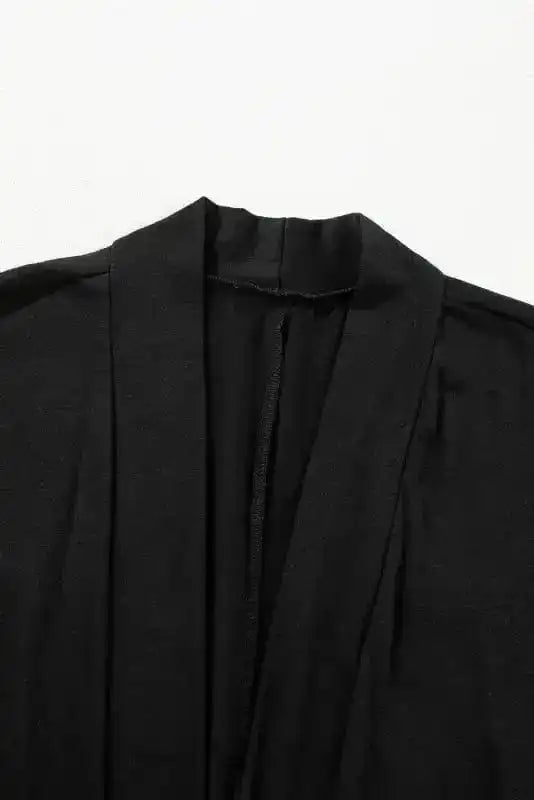 Pajama Sets Duster Cardigan and Skinny Pants Lounge Set - Black