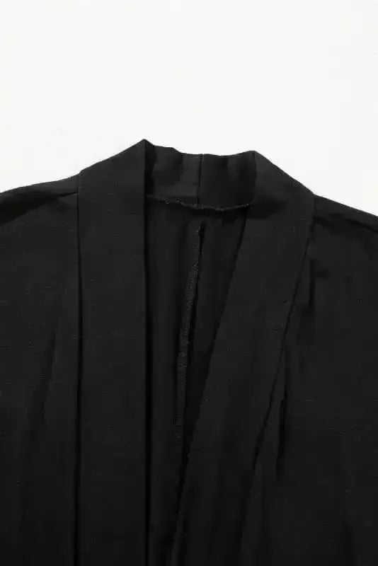 Pajama Sets Duster Cardigan and Skinny Pants Lounge Set - Black