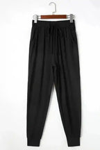 Pajama Sets Duster Cardigan and Skinny Pants Lounge Set - Black