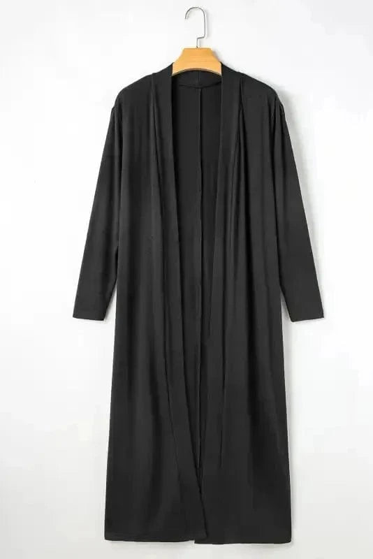 Pajama Sets Duster Cardigan and Skinny Pants Lounge Set - Black