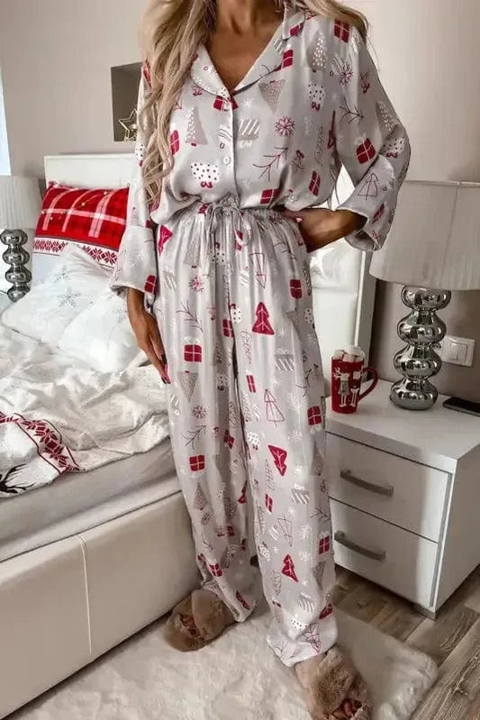 Pajama Sets Light Grey / S / 100%Viscose Holiday Hush Pajama Set