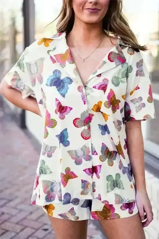 Pajama Sets Multicolour / S / 100%Polyester Flutter Dreams Pajama Set