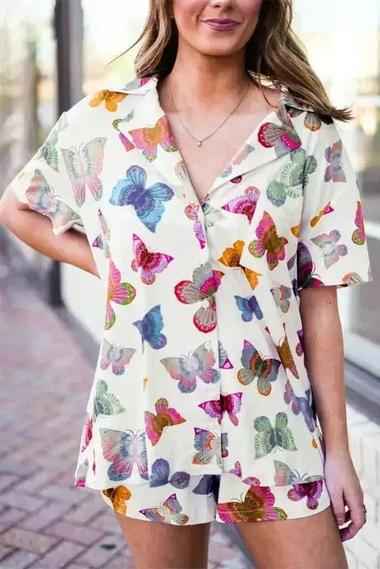 Pajama Sets Multicolour / S / 100%Polyester Flutter Dreams Pajama Set