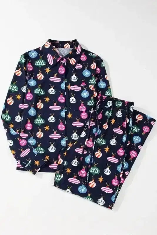 Pajama Sets Navy Blue / S / 95%Polyester+5%Elastane Blue Bliss Christmas Pajama Set