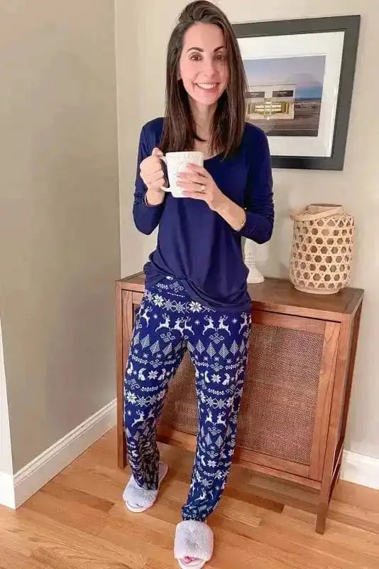 Pajama Sets Noel Navy Two Piece Lounge Set