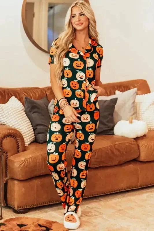 Pajama Sets Orange / S / 94%Viscose+6%Elastane Trick-or-Treat Dreams Pajama Set