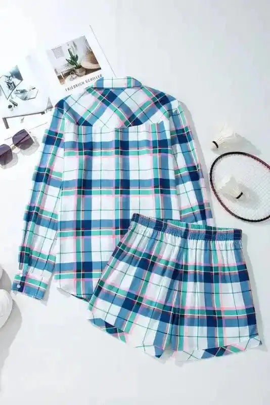 Pajama Sets Plaid Leisure Two-Piece Lounge Set