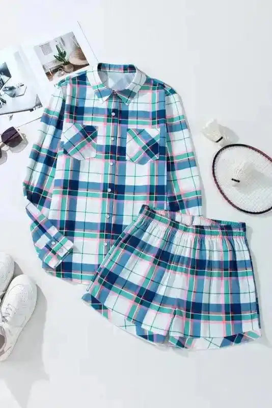 Pajama Sets Plaid Leisure Two-Piece Lounge Set