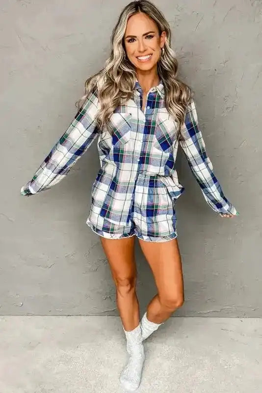 Pajama Sets Plaid Leisure Two-Piece Lounge Set