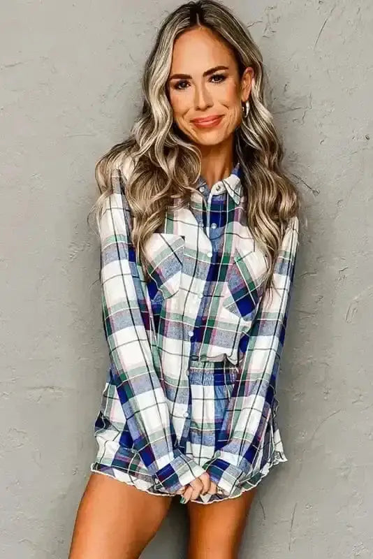 Pajama Sets Plaid Leisure Two-Piece Lounge Set