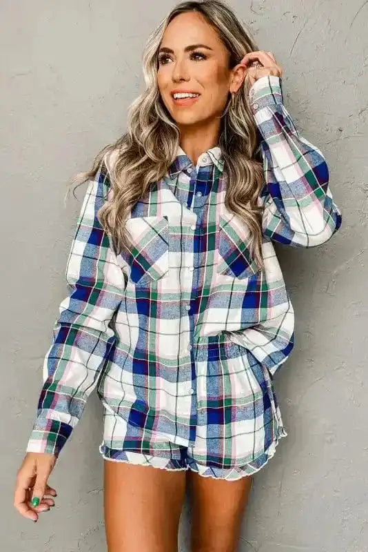 Pajama Sets Plaid Leisure Two-Piece Lounge Set