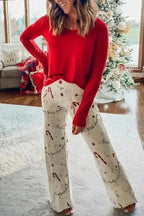 Pajama Sets Red / S / 65%Polyester+30%Viscose+5%Elastane Holiday Hearth Loungewear Set