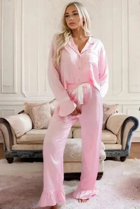 Pajama Sets Twilight Ties Satin Lounging Set