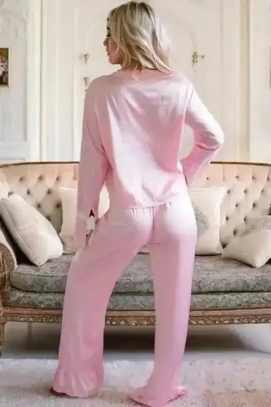 Pajama Sets Twilight Ties Satin Lounging Set
